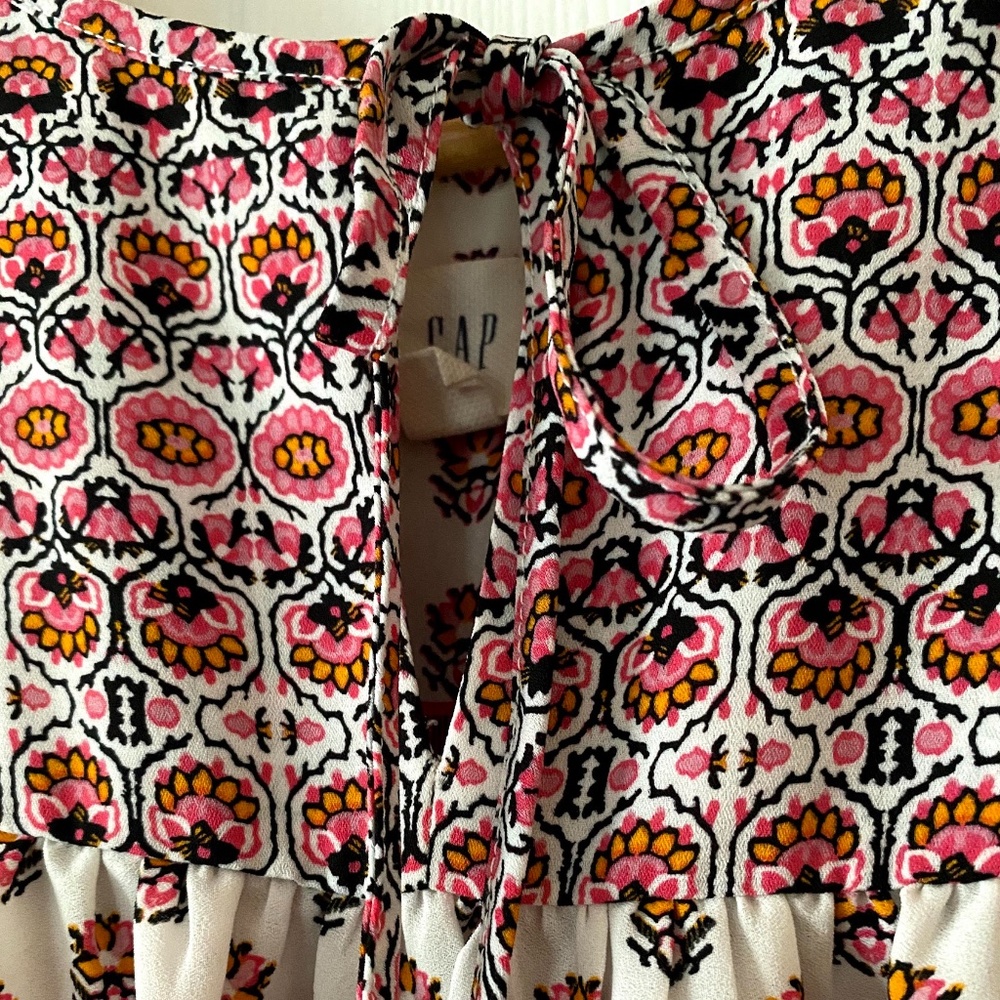 GAP Women Floral Pink Short Sleeve Blouse XS
